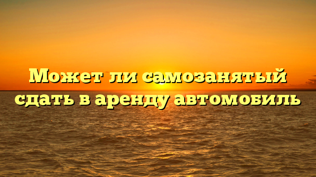 Может ли самозанятый сдать в аренду автомобиль