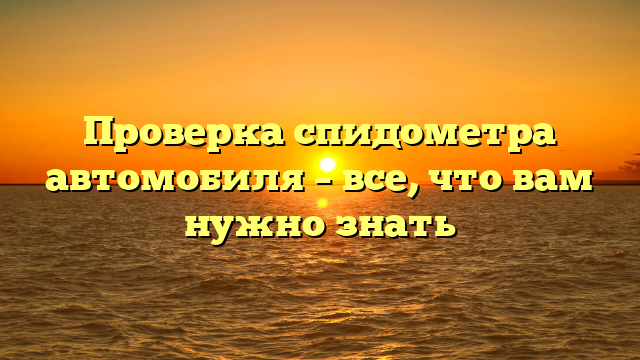 Проверка спидометра автомобиля – все, что вам нужно знать